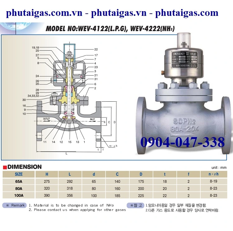 Van dừng khẩn WEV-4122 (LPG)